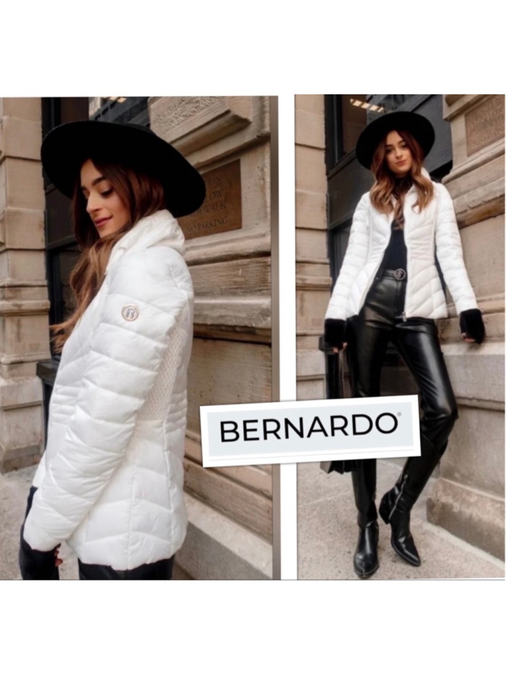 NEW Bernando Channel Quilted Packable White Puffer Jacket Ski Apres Chic XL nwot